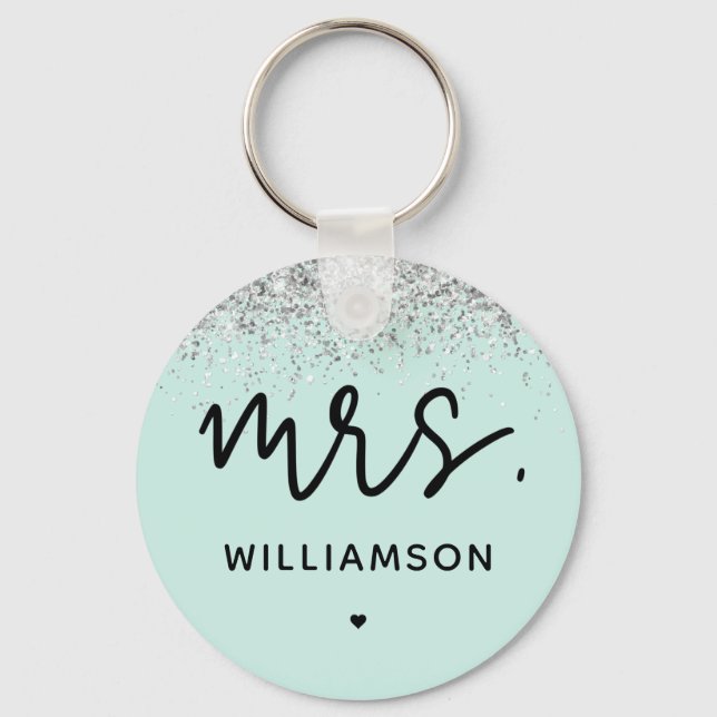Chaveiro Sra. personalizada | Glitter Confetti de Casamento (Frente)
