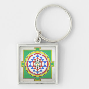 Chaveiro Sri Yantra Geometria Sagrada - Cores Precisas