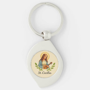 Chaveiro St. Cecília Católica Santa com Halo e Verde