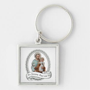Chaveiro St Joseph com vintage religioso de Jesus do bebê