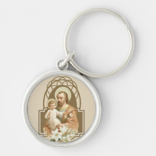 Chaveiro St Joseph com vintage religioso de Jesus do bebê