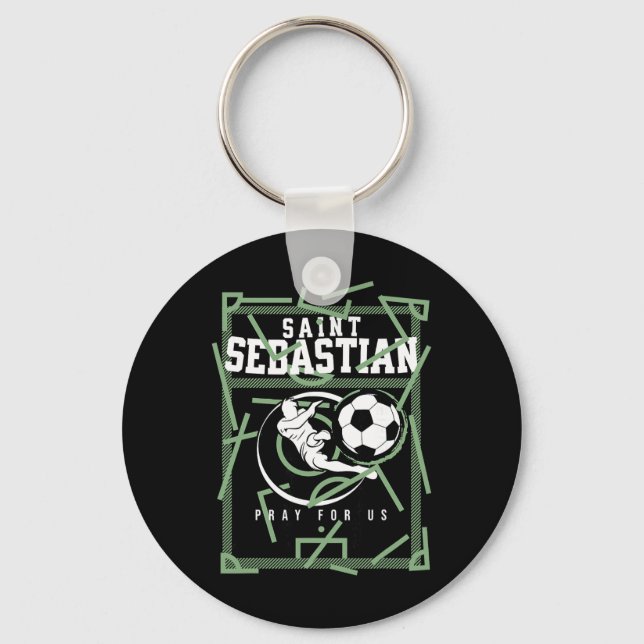 Chaveiro St Sestian Padroeiro dos Atletas Futebol Pé Ll (Frente)