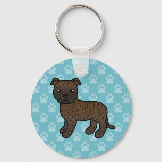 Chaveiro Staffordshire Bull Terrier de pelagem tigrada em a (Frente)