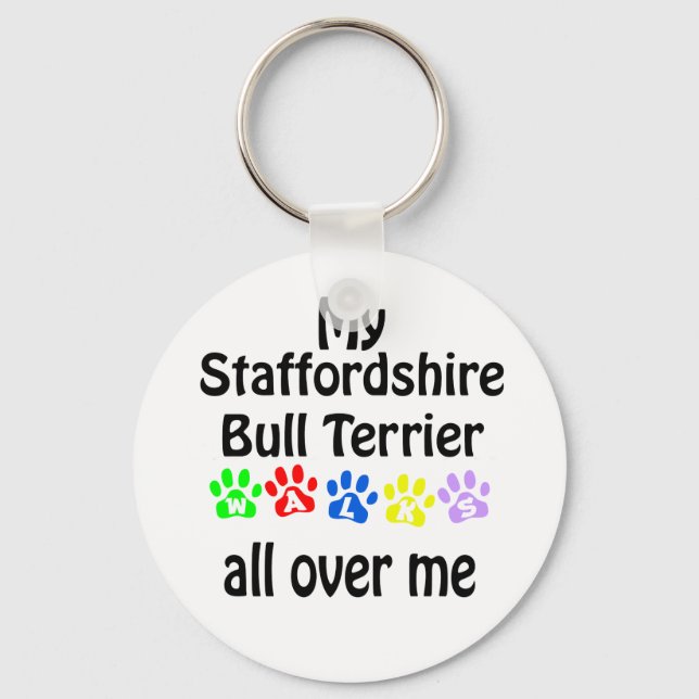 Chaveiro Staffordshire Bull Terrier Walks Design (Frente)