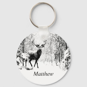 Chaveiro Stag Deer Winter Forest Natureza Animal