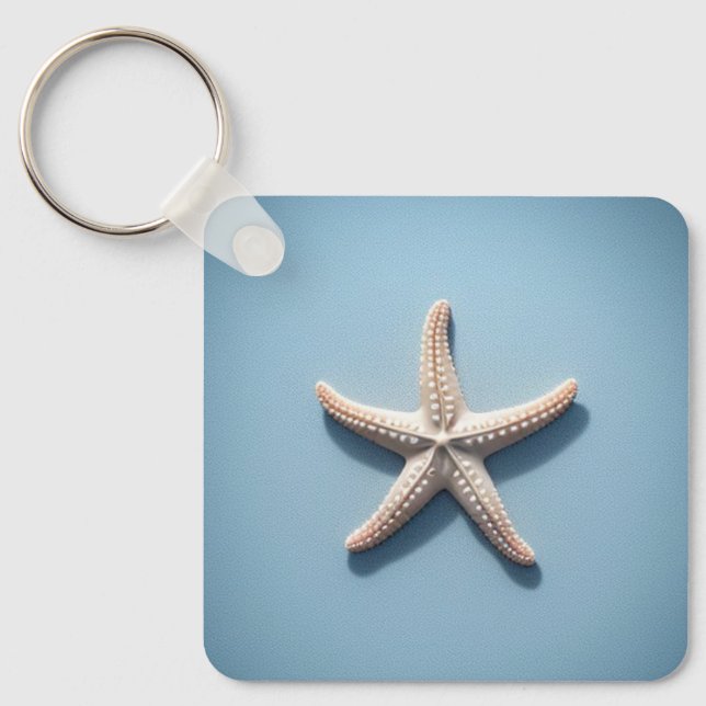 Chaveiro Starfish exótico com fundo azul (Frente)