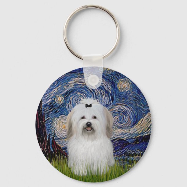 Chaveiro Starry Night - Coton de Tulear 2 (Frente)