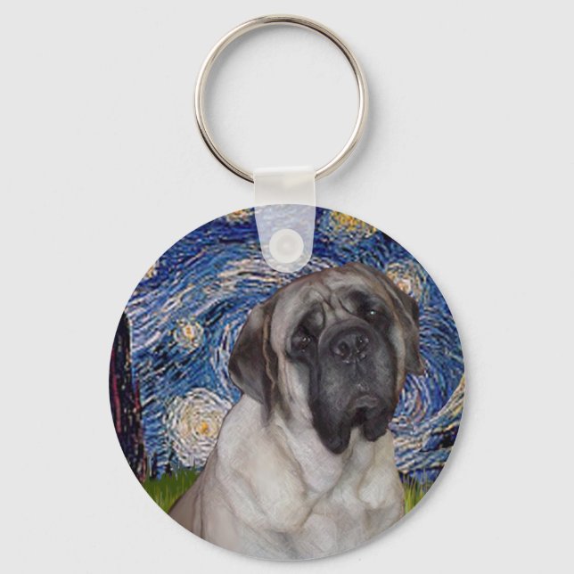 Chaveiro Starry Night - Touro Mastiff Retrato (Frente)