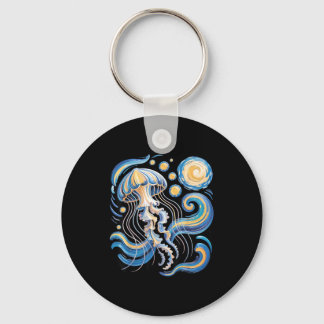 Chaveiro Starry night van gogh jellyfish scuba diving surf