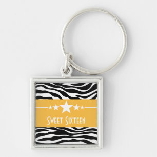 Chaveiro Stars Zebra Print Sweet 16 Chaveiro, amarelo