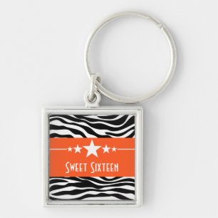 Chaveiro Stars Zebra Print Sweet 16 Chaveiro, Laranja
