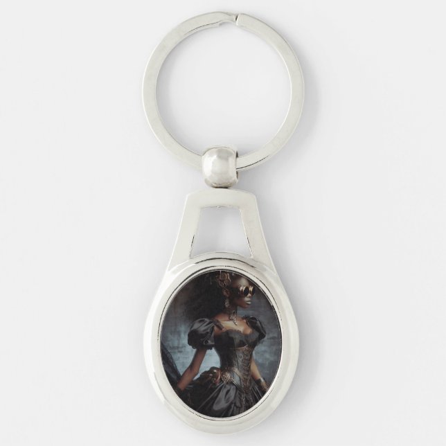 Chaveiro Steampunk Vintage Victorian Lady Black Raven (Frente)