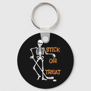 Chaveiro Stick Or Treat Esqueleto Hóquei no Gelo Halloween