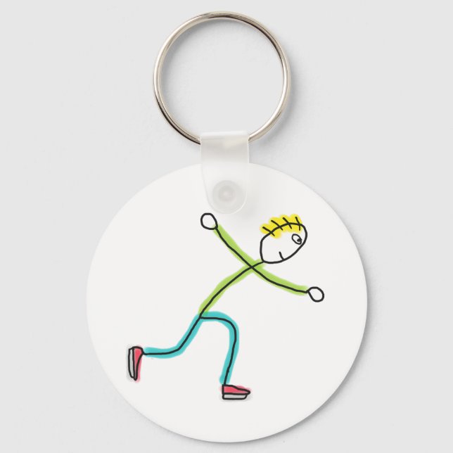 Chaveiro Stickman de Patinação no Gelo (Frente)