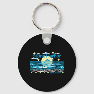 Chaveiro Stone Harbor NJ Golfinho Pelicano Ondas Praia