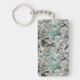Chaveiro Stone Marbling with Turquoise Veins Acrylic