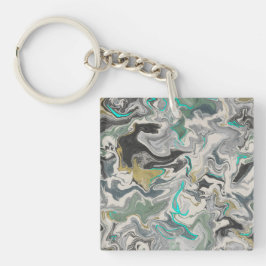 Chaveiro Stone Marbling with Turquoise Veins Square Acrylic