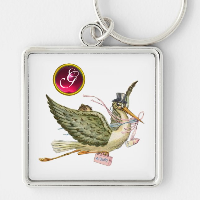 CHAVEIRO STORY BABY GIRL CHÁ GEM MONOGRAM (Frente)