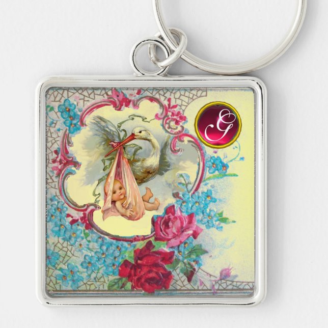CHAVEIRO STORY BABY GIRL CHÁ GEM MONOGRAM (Frente)