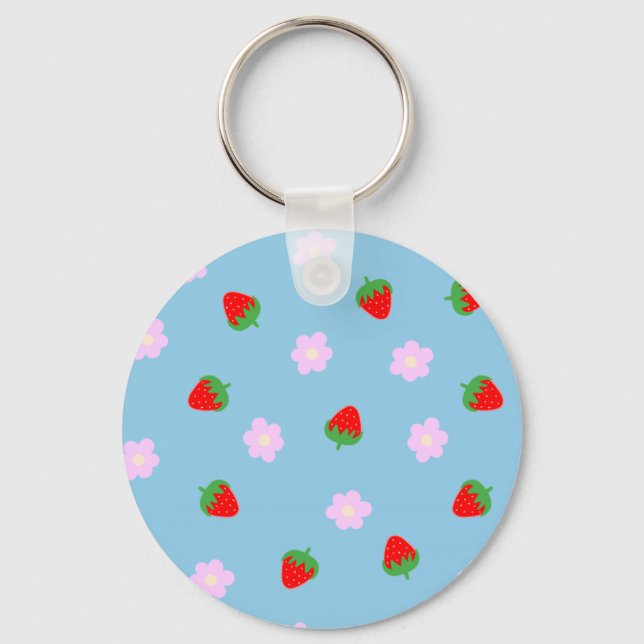 Chaveiro Strawberries & Flowers (Frente)