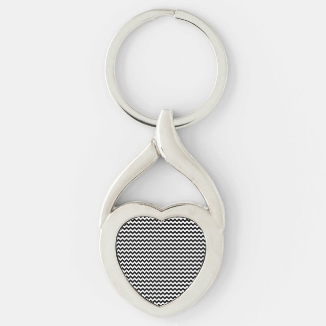 Chaveiro Stripe Chevron Preto e Branco (Frente)