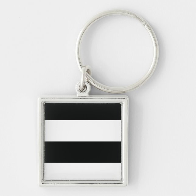 Chaveiro Striped (Preto e Branco) | Horizontal) Personalizá (Frente)