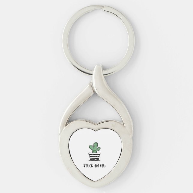 Chaveiro Stuck On You Cactus Illustration Artistic Design  (Frente)