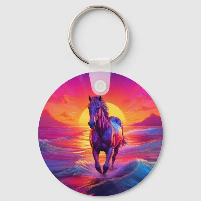 Chaveiro Stunning Artwork of Horse at Sunset (Frente)