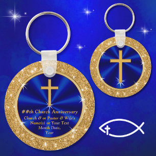 Chaveiro Stunning, Personalized Church Favors, Blue Gold