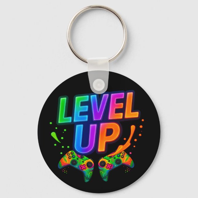 Chaveiro Subir de Nível, corrente de chaves temática de jog (Frente)