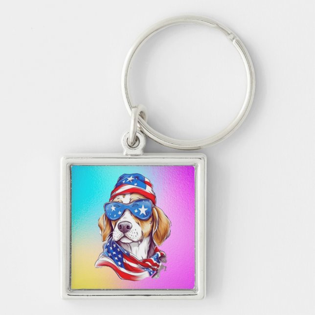 Chaveiro Sublimação de Cachorro de 4 de Julho-66361 (Frente)