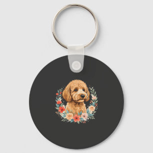 Chaveiro Sublimação Redonda de Cachorro Floral