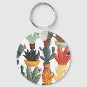 Chaveiro Suculentes, cactos: padrão floral fofo.