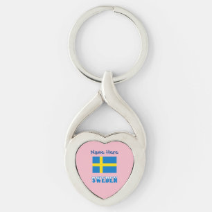 Chaveiro Suécia e Bandeira Sueca Personalizadas