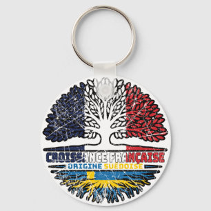 Chaveiro Suécia Sueco Francês França Árvore Raízes Bandeira