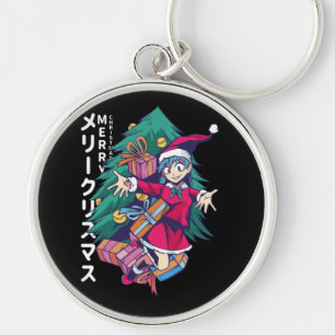 Chaveiro Suéter de Natal de Anime - Garota Feliz com Chapéu