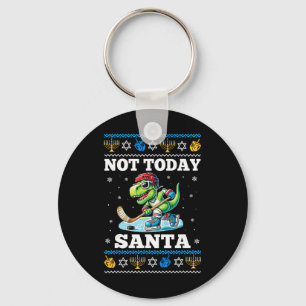 Chaveiro Suéter Feio de Hanukkah Não Hoje Papai Noel Dinoss