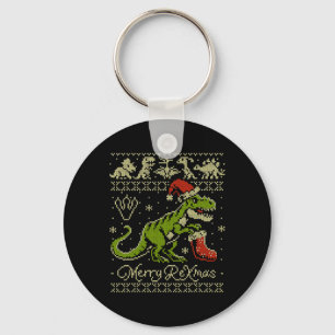 Chaveiro Suéter Feio de Natal de Dinossauro - Natal Diverti