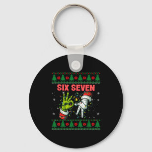 Chaveiro Suéter feio de Natal Santa 67 dedos Six Seven