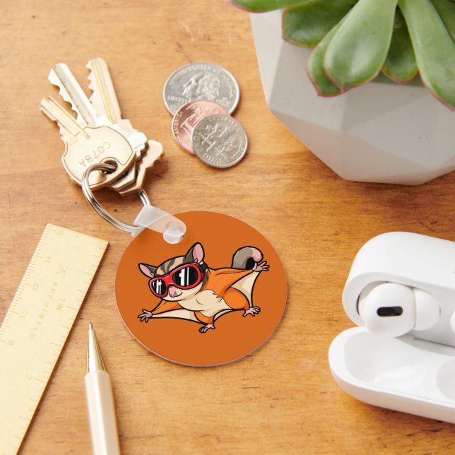 Chaveiro Sugar Glider Voador Com Óculos Vermelhos (Mesa)