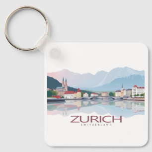 Chaveiro Suiça Zurich Viagem Lago Zurich Pastel