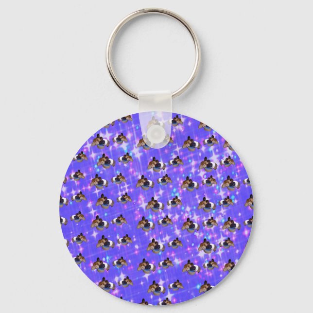 Chaveiro Suínos Sparkle Azuis, Keyring (Frente)