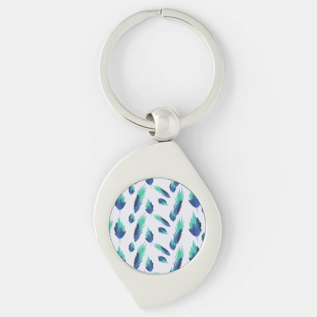 Chaveiro Summer Boho Blue Greenery Folhas Botânicas (Frente)