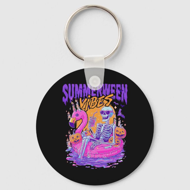 Chaveiro Summerween Vibes Skeleton Pumpkin Férias Spooky (Frente)