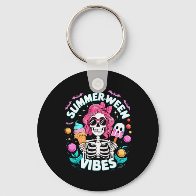 Chaveiro Summerween Vibes Skeleton Spooky Vacation Hallowee (Frente)