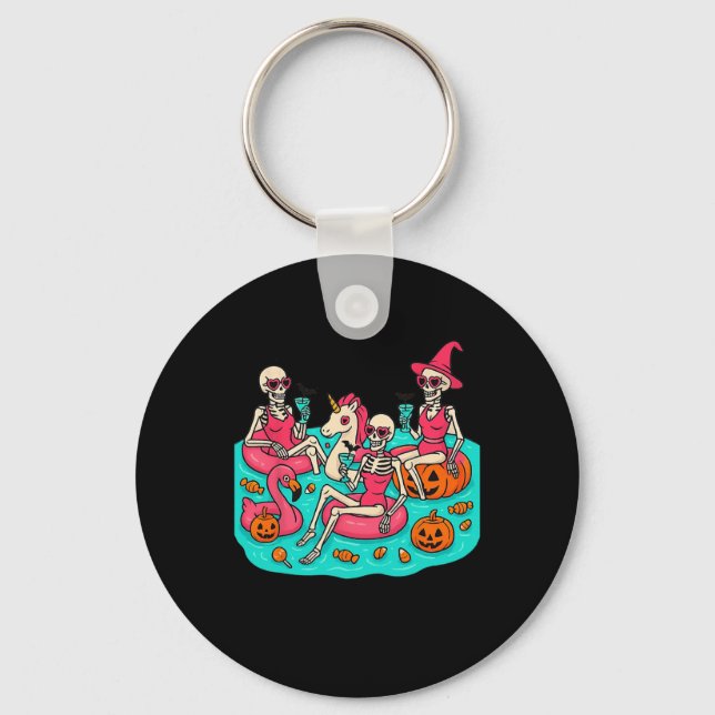 Chaveiro Summerwin Skeleton Flamingo Apenas Esperando Pelo  (Frente)