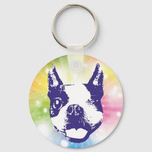 Chaveiro Sunburst de Boston Terrier