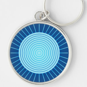 Chaveiro Sunburst Geométrico Moderno - Azul Cobalt e Aqua