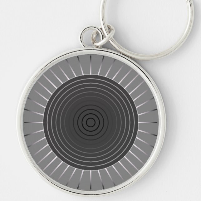 Chaveiro Sunburst Geométrico Moderno - Cinzas de Hematite E (Frente)