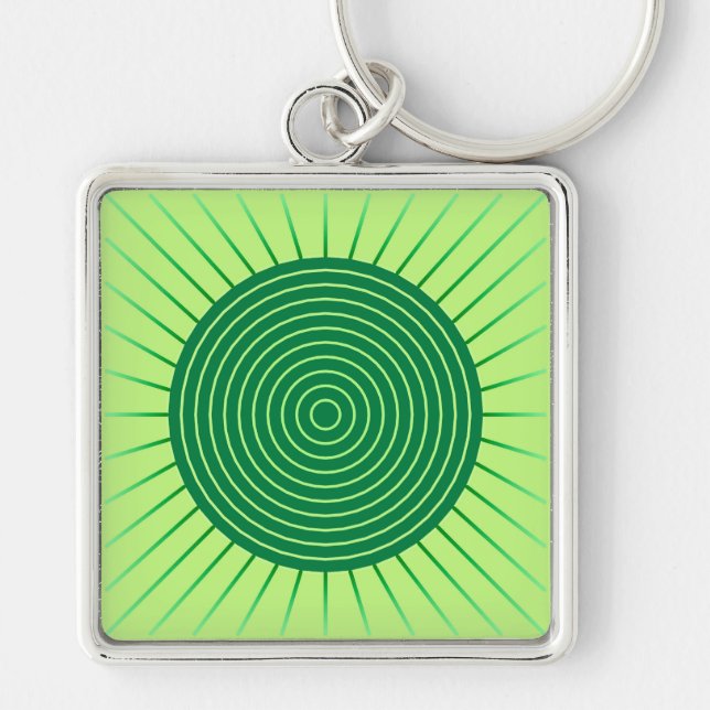 Chaveiro Sunburst Geométrico Moderno - Emerald Green e Limã (Frente)